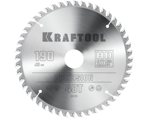 KRAFTOOL Precision, 190 х 30 мм, 48Т, пильный диск по дереву (36952-190-30)