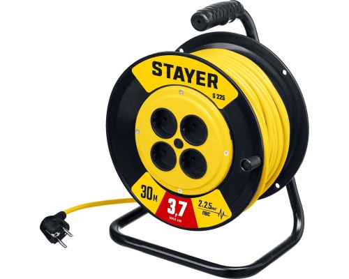 STAYER S-225, ПВС, 2 х 2.5 мм2, 30 м, 3750 Вт, силовой удлинитель на катушке (55070-30) STAYER S-225, ПВС, 2 х 2.5 мм2, 30 м, 3750 Вт, силовой удлинитель на катушке (55070-30)