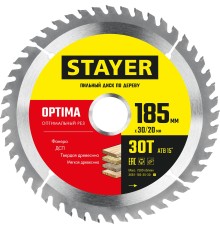 STAYER Optima, 185 x 30/20 мм, 30T, оптимальный рез, пильный диск по дереву (3681-185-30-30)