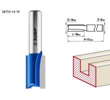 ЗУБР 14 x 19 мм, хвостовик 8 мм, фреза пазовая прямая, Профессионал (28753-14-19)