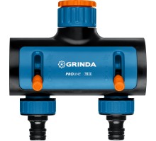 GRINDA TS-2, двухканальный 3/4″ - 1″ с внутренней резьбой, соединитель с внешней резьбой 3/4″ - 1, поливочный распределитель, PROLine (8-426312)