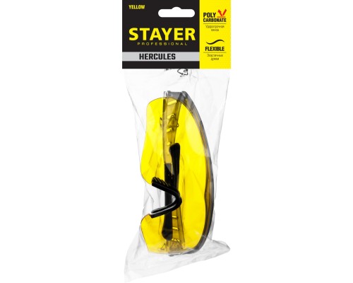 STAYER PRO-X, открытого типа, жёлтые, широкая монолинза, защитные очки, Professional (2-110435)