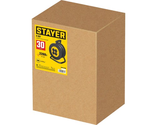 STAYER S-207, ПВС, 2 х 0.75 мм2, 30 м, 2200 Вт, удлинитель на катушке (55073-30) STAYER S-207, ПВС, 2 х 0.75 мм2, 30 м, 2200 Вт, удлинитель на катушке (55073-30)