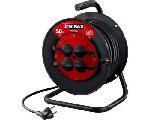 MIRAX ПВС, 3 х 2.5 мм2, 50 м, 3500 Вт, IP44, силовой удлинитель на катушке (55051-50)