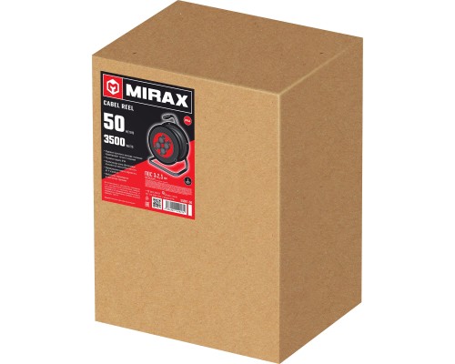 MIRAX ПВС, 3 х 2.5 мм2, 50 м, 3500 Вт, IP44, силовой удлинитель на катушке (55051-50)