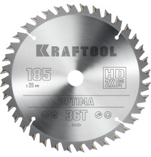 KRAFTOOL Optima, 185 х 20 мм, 36Т, пильный диск по дереву (36951-185-20)