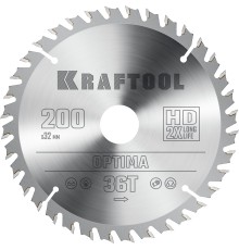 KRAFTOOL Optima, 200 х 32 мм, 36Т, пильный диск по дереву (36951-200-32)