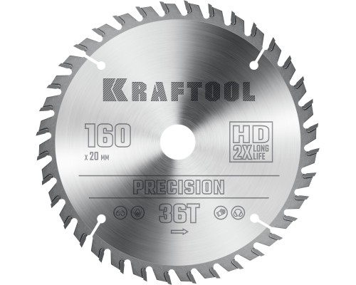 KRAFTOOL Precision, 160 х 20 мм, 36Т, пильный диск по дереву (36952-160-20)