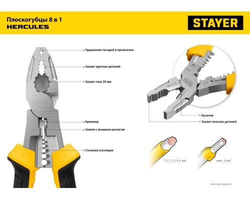 STAYER Hercules 8 в 1, 200 мм, плоскогубцы (22031)