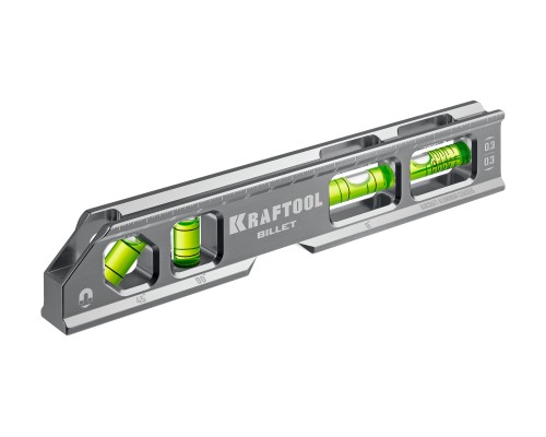 KRAFTOOL BILLET, 8 в 1, 20 см, точность 0.3 мм/м, 4 глазка, брусковый магнитный уровень (34790)