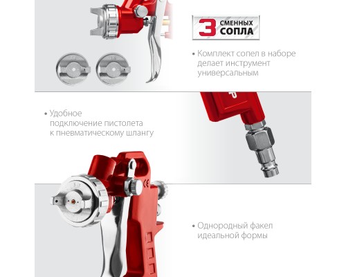 ЗУБР MS 200-3, 1.2, 1.5, 1.8 мм, пневматический краскопульт с верхним бачком (06458)