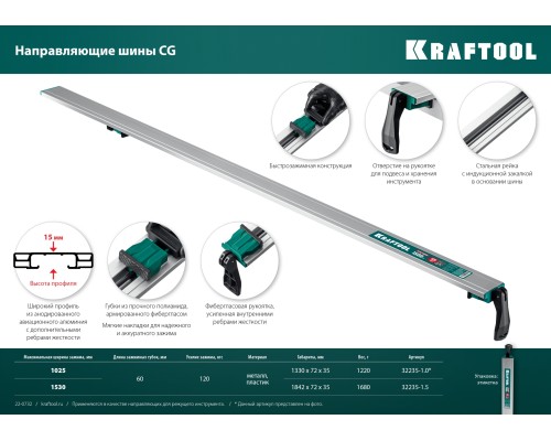 KRAFTOOL CG-100, 1025 мм, зажимная, направляющая шина (32235-1.0)