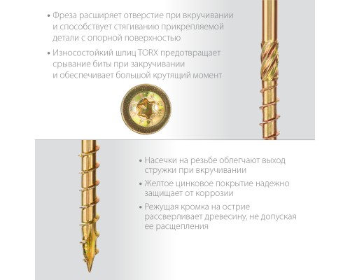 ЗУБР КС-Т, 140 х 6.0 мм, TX30, тарельчатая головка, желтый цинк, 100 шт, конструкционный саморез, Профессионал (30051-60-140) ЗУБР КС-Т, 140 х 6.0 мм, TX30, тарельчатая головка, желтый цинк, 100 шт, конструкционный саморез, Профессионал (30051-60-140)