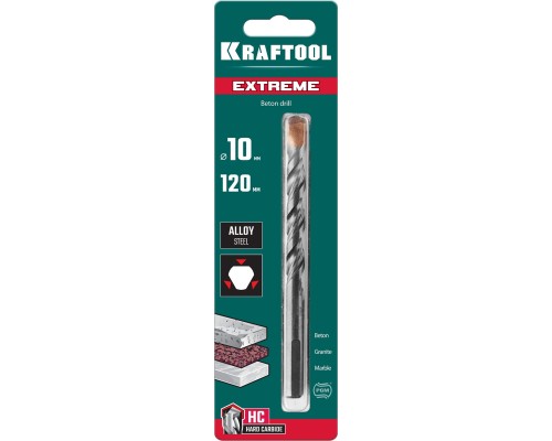 KRAFTOOL Extreme, 10 х 120 мм, трехгранный хвостовик, сверло по бетону (29166-120-10)