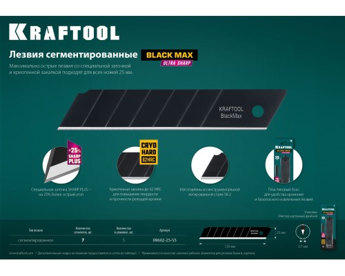 KRAFTOOL 25 мм, 5 шт, сегментированные лезвия (09602-25-S5)