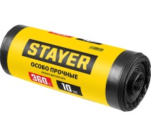 STAYER HEAVY DUTY, 360 л, 10 шт, черные, особопрочные, строительные мусорные мешки (39157-360)