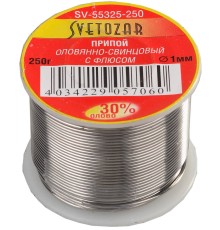 СВЕТОЗАР ПОС 30, 1 мм, 250 г, трубка с флюсом, катушка, припой (SV-55325-250)