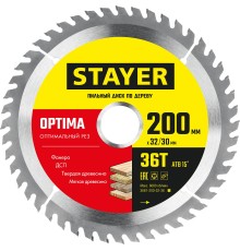 STAYER Optima, 200 x 32/30 мм, 36Т, оптимальный рез, пильный диск по дереву (3681-200-32-36)