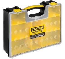 STAYER ROCKET-8, 420 х 330 х 110 мм, (16.5″), пластиковый органайзер с 8 съемными лотками (38033-16)