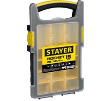 STAYER ROCKET-15, 280 x 320 x 50 мм, (11″), пластиковый органайзер с 15 съемными лотками (2-38031)