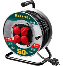 KRAFTOOL K-315, КГ, 3 x 1.5 мм2, 50 м, 3700 Вт, IP44, силовой удлинитель на стальной катушке (55085-50)