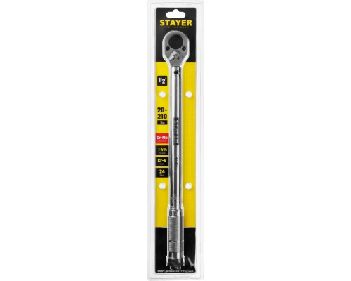 STAYER 1/2″, 28 - 210 Н·м, динамометрический ключ, Professional (64064-210)