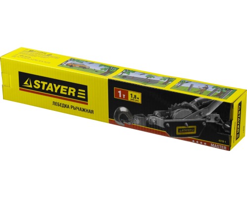 STAYER MAXPull, 1 т, 1.8 м, ручная рычажная лебедка (4310-1)