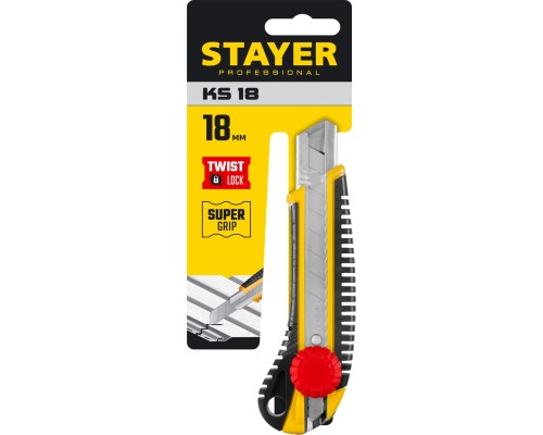 STAYER KS-18, 18 мм, нож с винтовым фиксатором, Professional (09161)