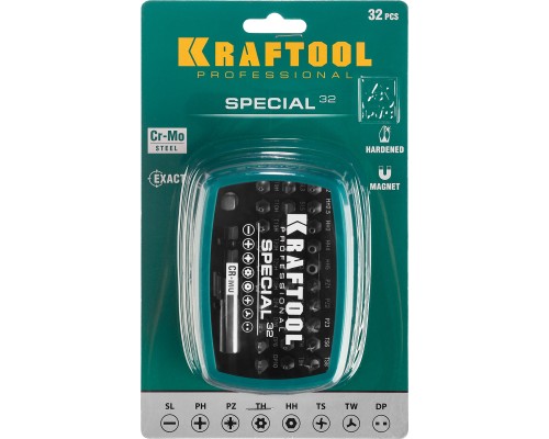 KRAFTOOL Special-32, с адаптером 32 шт, набор специальных бит (2610-H32)