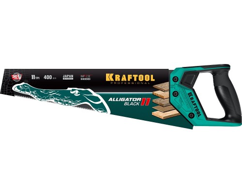 KRAFTOOL Alligator Black 11, 400 мм, ножовка для точного реза (15205-40)