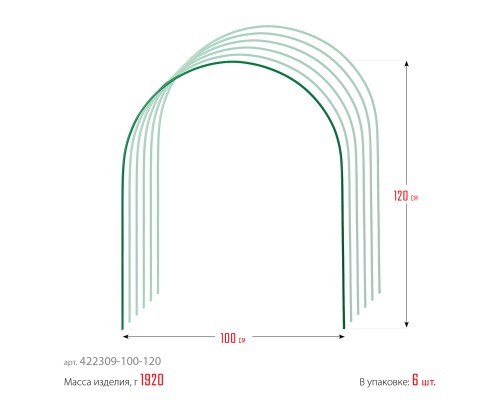 GRINDA 3.0 м, стальные, покрытие ПВХ, 6 шт, дуги для парника (422309-100-120)