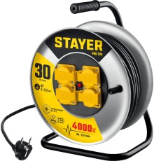 STAYER PRO-325, КГ, 3 х 2.5 мм2, 30 м, 4000 Вт, IP44, силовой удлинитель на стальной катушке (55076-30)