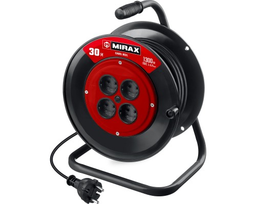 MIRAX ПВС, 2 х 0.75 мм2, 30 м, 1300 Вт, удлинитель на катушке (55052-30) MIRAX ПВС, 2 х 0.75 мм2, 30 м, 1300 Вт, удлинитель на катушке (55052-30)