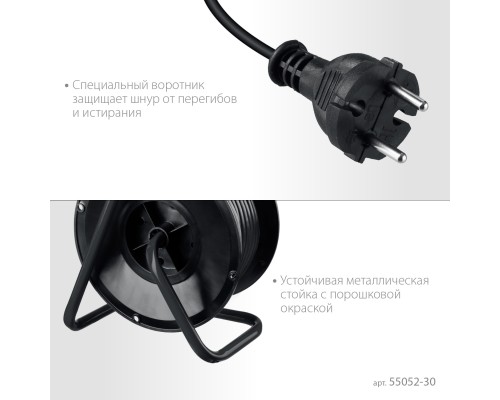 MIRAX ПВС, 2 х 0.75 мм2, 30 м, 1300 Вт, удлинитель на катушке (55052-30) MIRAX ПВС, 2 х 0.75 мм2, 30 м, 1300 Вт, удлинитель на катушке (55052-30)