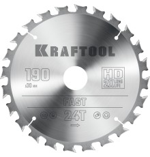 KRAFTOOL Fast, 190 х 30 мм, 24Т, пильный диск по дереву (36950-190-30)