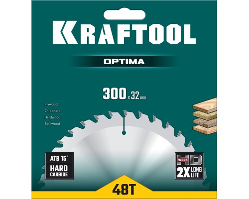 KRAFTOOL Optima, 300 х 32 мм, 48Т, пильный диск по дереву (36951-300-32)