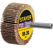 STAYER d 50 x 20 мм, P120, на шпильке d 6 мм, круг шлифовальный лепестковый (36607-120)