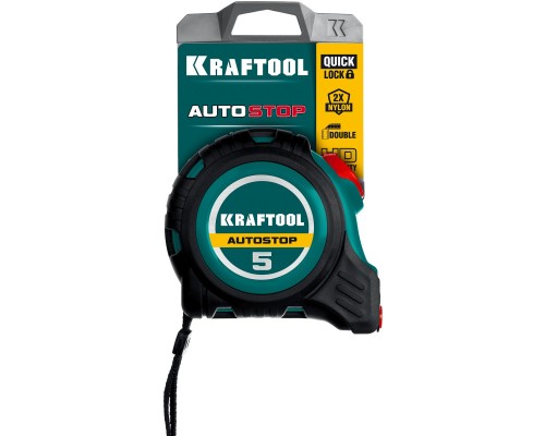 KRAFTOOL AutoStop, 5 м х 19 мм, профессиональная рулетка с автостопом (3412-5-19)