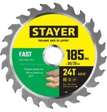 STAYER Fast, 185 x 30/20 мм, 24Т, быстрый рез, пильный диск по дереву (3680-185-30-24)