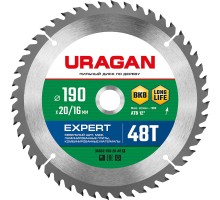 URAGAN Expert, 190 х 20/16 мм, 48Т, пильный диск по дереву (36802-190-20-48)