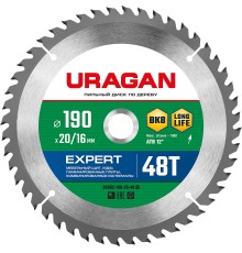 URAGAN Expert, 190 х 20/16 мм, 48Т, пильный диск по дереву (36802-190-20-48)