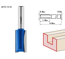 ЗУБР 16 x 30 мм, хвостовик 8 мм, фреза пазовая прямая, Профессионал (28753-16-30)