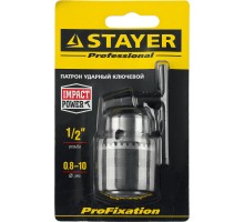 STAYER 10 мм, 1/2″, ударный сверлильный патрон с ключом для дрели, Professional (29055-10-1/2)