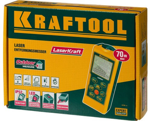 KRAFTOOL Laser-Kraft, 5 см - 70 м, лазерный дальномер (34760)