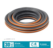 GRINDA ULTRA 6, 1/2″, 15 м, 30 атм, шестислойный, двойное армирование, поливочный шланг, PROLine (429009-1/2-15)