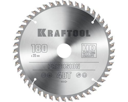 KRAFTOOL Precision, 180 х 20 мм, 48Т, пильный диск по дереву (36952-180-20)