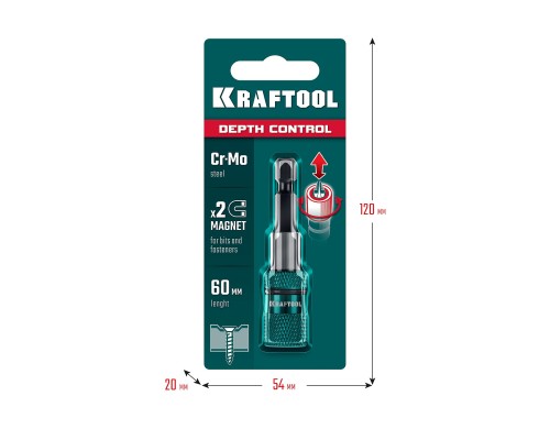 KRAFTOOL Depth Control, 60 мм, адаптер с регулировкой глубины вкручивания крепежа (26764)