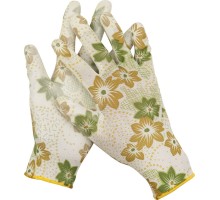 GRINDA L, бело-зеленые, прозрачное PU покрытие, 13 класс вязки, садовые перчатки (11293-L)