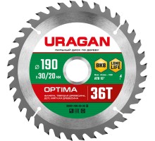 URAGAN Optima, 190 х 30/20 мм, 36Т, пильный диск по дереву (36801-190-30-36)