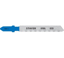 STAYER T118A, 2 шт, 50 мм / 1.2 мм, T-хвост., HSS сталь, по металлу толщиной 1.5-2 мм, полотна для лобзика, Professional (15993-1.4)